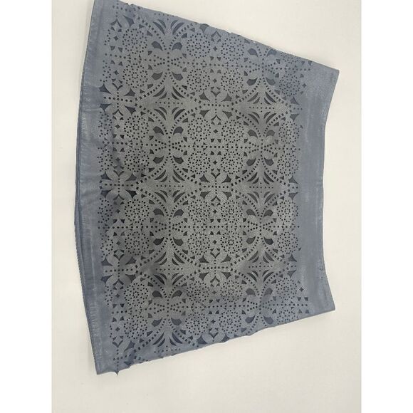 Forever 21 Leather Mini Skirt Lace Pattern Sz M Zip Up Black AS IS - Picture 4 of 4